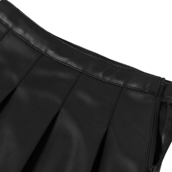 ZARA Kids | Black | FAUX LEATHER BOX PLEAT SKIRT - Picture 4 of 5